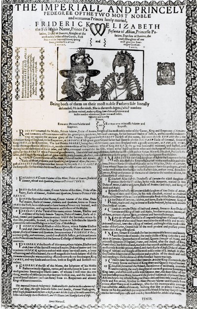 Declaración del matrimonio de Federico V y Isabel de Bohemia de English School